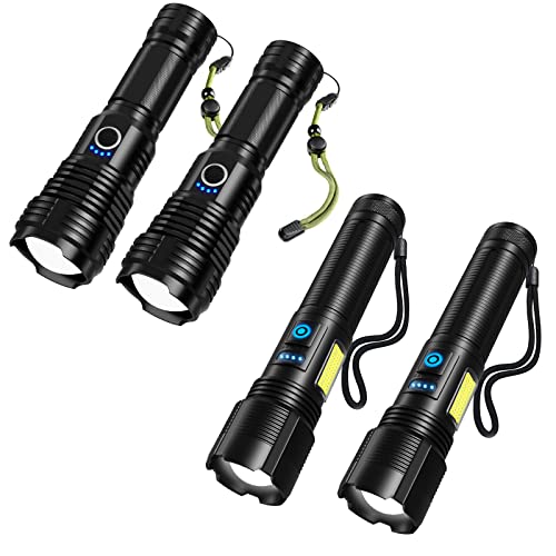 Sigoobal Rechargeable Flashlights High Lumens,100000 Lumens Super Bright Led Flashlight Zoomable with 2 Pack Led Flashlights High Lumens Rechargeable, Powerful Super Bright Flashlight