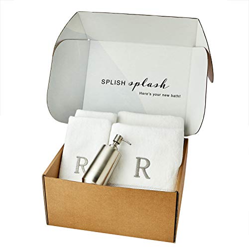 SKL Home Casual Monogram Splash Gift Box, R, 5 Piece, White