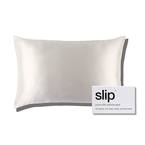 SLIP Silk Queen Pillowcase, White (20" x 30") - 100% Pure 22 Momme Mulberry Silk Pillowcase - Anti-Aging, Anti-BedHead, Anti-Sleep Crease