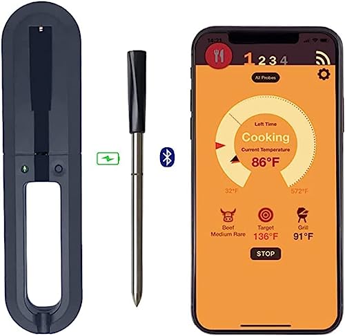 Smart Meat Thermometer with Bluetooth, 165ft Wireless Range for The Oven, Grill, Kitchen, BBQ, Smoker, Rotisserie