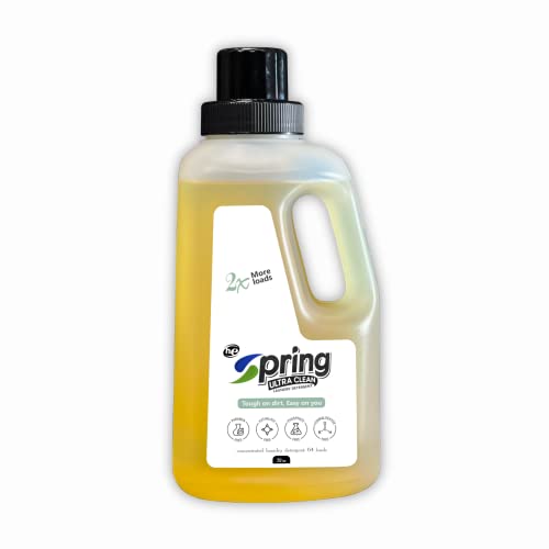 Spring Ultra Clean High Efficiency (HE) Liquid Laundry Detergent, Dye Free, Paraben Free, Phthalate Free, Formaldehyde Free, Phosphate Free and PFAS Free, 32oz - 64 Loads