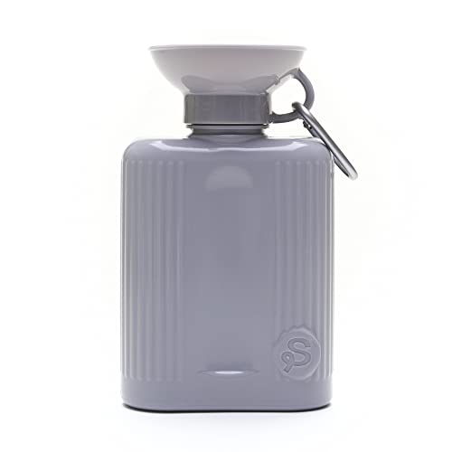 Springer Dog Water Bottle | Portable Travel Water Bottle Dispenser for Dogs - As Seen on Shark Tank | Patented, Leak-Proof Bottles Fill Bowl with Water - Ideal for Walking | BPA-Free 44oz Gray