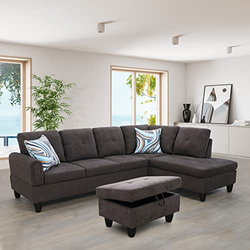 Star Home Living Andes Sectional, Dark Brown