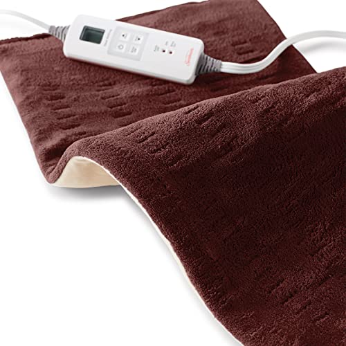 Sunbeam Heating Pad for Back, Neck, and Shoulder Pain Relief with Auto Shut Off and 6 Heat Settings, Extra Large 12 x 24", Burgundy