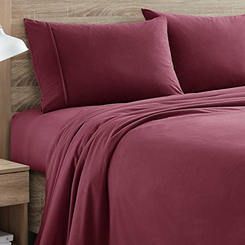 Sweet Home Collection Flannel Sheets Warm and Cozy Deep Pocket Breathable All Season Bedding Set with Fitted, Flat and Pillowcases, King, Burgundy Red, Case Pack (Pack of 6)