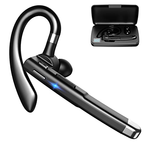 SYNTRAVA Bluetooth Headset One Ear Earphone Earpiece for Cell Phones Wireless Headset with Charging Case and LED Intelligence Display