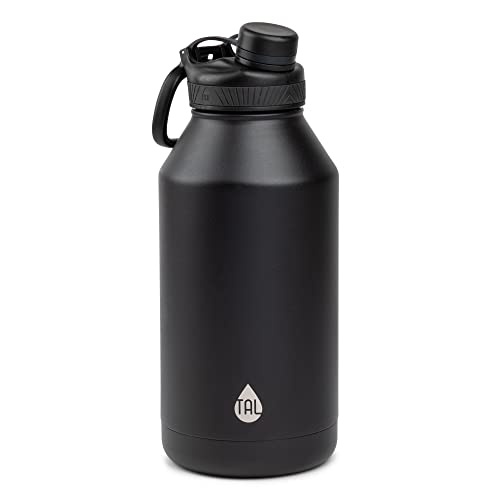 TAL Water Bottle Ranger 64 oz Double Wall Insulated Stainless Steel, Black, (Tal01)