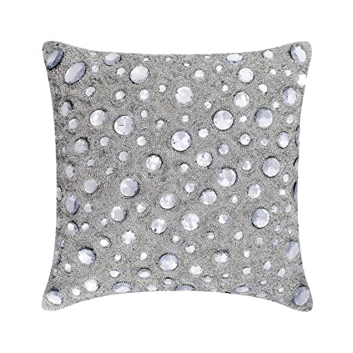 The HomeCentric White Pillow Cover, Rhinestones Crystals Sparkly Glitter Pillow Cover, 20x20 inch (50x50 cm) Pillow Cover, Polka Dot Modern Cushion Cover, Circles & Dots - Diamonds Everywhere