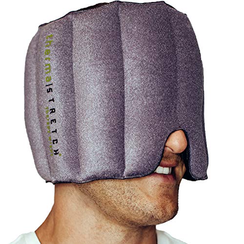 THERMA-STRETCH Head Heating Pad - Microwaveable Face Wrap for Headaches, Migraine, Sinus Pressure Relief – Natural, Adjustable and Stretchable Therapy that STAYS