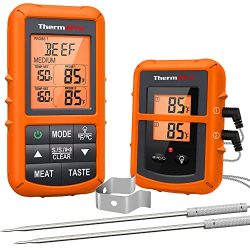 ThermoPro TP-20 500FT Wireless Meat Thermometer with Dual Meat Probe, Digital Cooking Food Meat Thermometer Wireless for Smoker BBQ Grill Thermometer, 2.67 x 4.94 x 1.10"