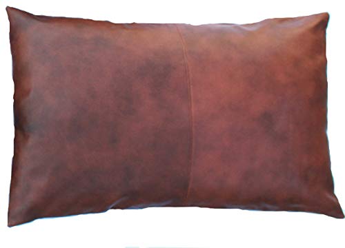 Thick Genuine Leather Pillow Cover TAN Decorative Pillow Case Queen / Standard Size TAN Leather Pillow Cover Solid Color (20''x26'')
