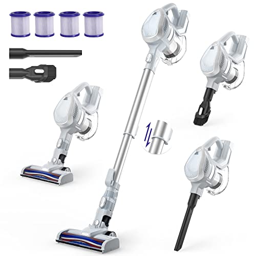 TMA Cordless Vacuum Cleaner, 25Kpa Brushless Motor Stick Vacuum Cleaner with LED Floor Brush, 4 Filters, 1.3L Dust Cup 6-in-1 Handheld Vacuum Cleaner 40 Min Runtime for Deep Clean Carpet