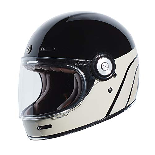 TORC T1 Unisex-Adult Retro Full-face-Helmet-Style Motorcycle (Dreamliner Tan Gloss Black, Large)