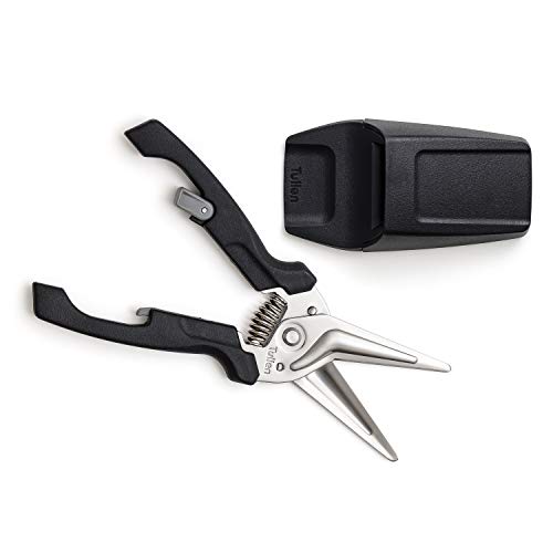 Tullen Snips with Holder - Cut Virtually Anything Easily - Shears for the Kitchen, Garage, Garden, Crafts, Boat, Office, Plastic, Cardboard, Meat, Fish. Dishwasher Safe. NZ Brand. (Black)