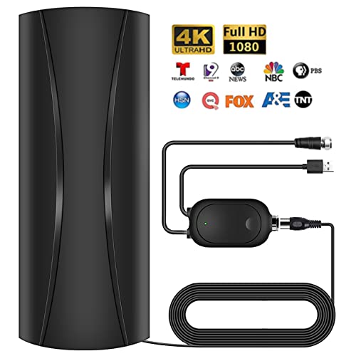 TV Antenna for 580+ Miles Range, HOTTV Upgraded Digital Antenna for TV Indoor Outdoor, TV Antenna for Smart TV & Older TV with Signal Booster, Support 8K 4K 1080P Fire tv Stick - 36TF Cable