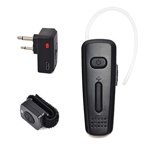 TWAYRDIO Two Way Radio Bluetooth Headset Wireless Earpiece with 2pin Dongle and Finger PTT Button Compatible for Midland GXT/LXT Series Icom Walkie Talkie