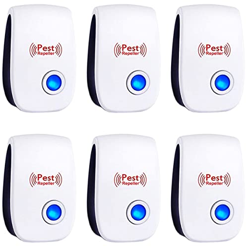 Ultrasonic Pest Repeller 6 Packs, Pest Control Ultrasonic Plug in Indoor for Mosquito, Mouse, Cockroaches,Rats,Bug, Spider, Ant, Flies