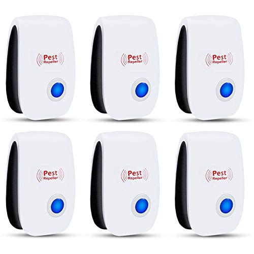 Ultrasonic Pest Repeller Pack of 6, Pest Control Ultrasonic Repellent Electronic Insects Rodents Repellent for Mosquito, Mouse, Cockroaches,Rats,Bug, Spider, Ant, Flies