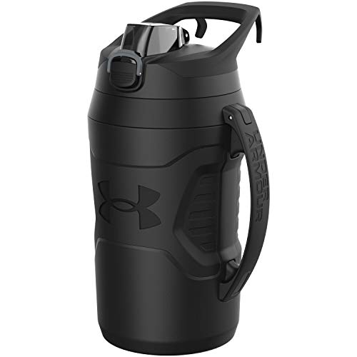 Under Armour Playmaker Sport Jug, Water Bottle with Handle, Foam Insulated & Leak Resistant, 64oz & 32oz,Black