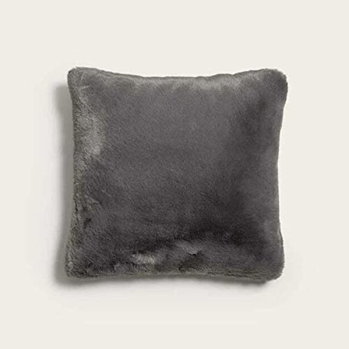 UnHide Squish - Faux Fur Pillow - Extra Soft Throw Pillow - Square Shaped Pillow, Polyester Fill - Machine Washable - Perfect for Living Room, Bedroom, or Guest Room - 20” x 20” - Charcoal Charlie