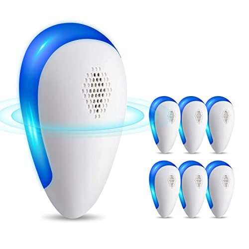 UPGRADED DUAL CHIPS 6 Packs Ultrasonic Pest Repeller, MOVEPEST Electronic Indoor Pest Repellent Plug in for Mosquito, Mice, Roach, Spider, Insects, Pest Control for House Garage Warehouse Office Hotel