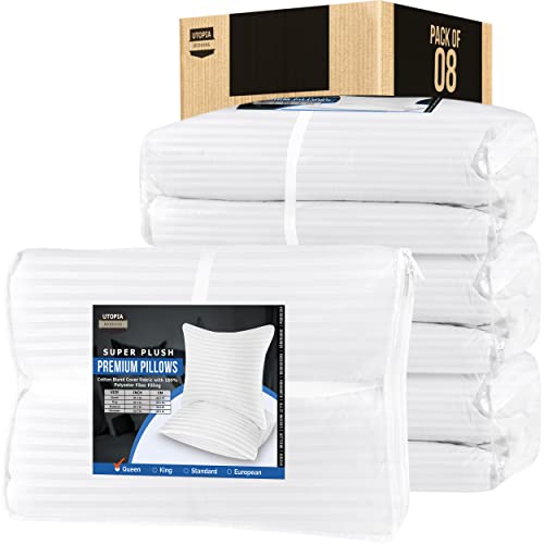 Utopia Bedding Bed Pillows for Sleeping, Set of 8, Cooling Hotel Quality, for Back, Stomach or Side Sleepers (8, Queen)