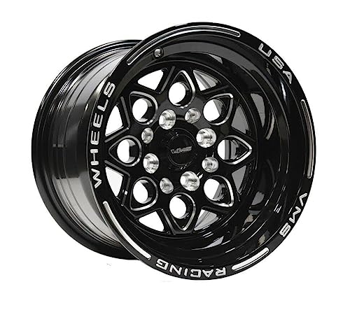 VMS Racing Wheels Rocket Black Lip Milling Drag Racing Rim Wheel 15x8 4X100/4X114 ET20