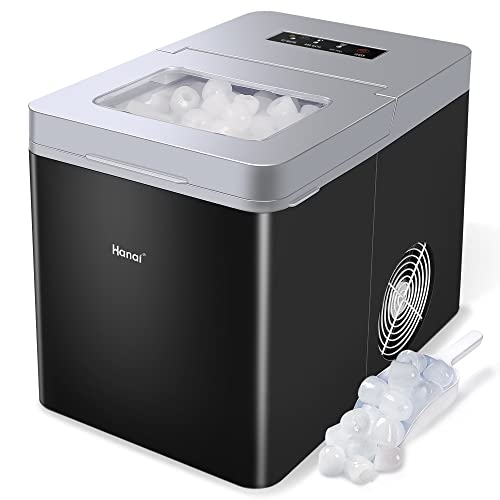 WANAI Portable Ice Makers, 33lbs in 24 Hours, 9 Ice Cubes Ready in 7-8 Mins, Self-Cleaning Electric Ice Making Machine with Ice Scoop and Basket, L&S Bullet Sizes for Home Party Office Bar Camping