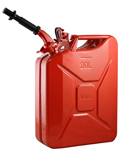 Wavian Authentic NATO Jerry Can and Spout System, Fuel Storage Only (20L, Red)