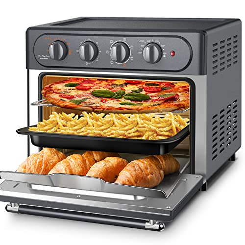 WEESTA Air Fryer Toaster Oven Combo, 24 QT Large Air Fryer, 7-in-1 Convection Toaster Oven with Air Fryer, Roast, Bake, Broil, Reheat, Large Toaster Oven, 5 Accessories & E-Recipes, UL Certified, Up to 450°F, 1500W, Dark Gray