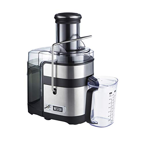 Weston Powerful Juicer Machine, Centrifugal Extractor with XL 3.5" Feed Chute for Whole Fruits and Vegetables, BPA Free, 1100W, Easy Sweep Cleaning Tool, Silver (67902)