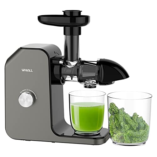 WHALL Slow Juicer, Masticating Juicer, Celery Juicer Machines, Cold Press Juicer Machines Vegetable and Fruit, Juicers with Quiet Motor & Reverse Function, Easy to Clean with Brush, BPA Free Grey