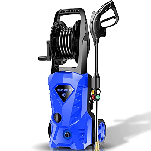 WHOLESUN WS 3000 Electric Pressure Washer 2150PSI Max 1.58GPM Power Washer 1600W High Pressure Cleaner Machine with 4 Nozzles Foam Cannon for Cars, Homes, Driveways, Patios (Blue)