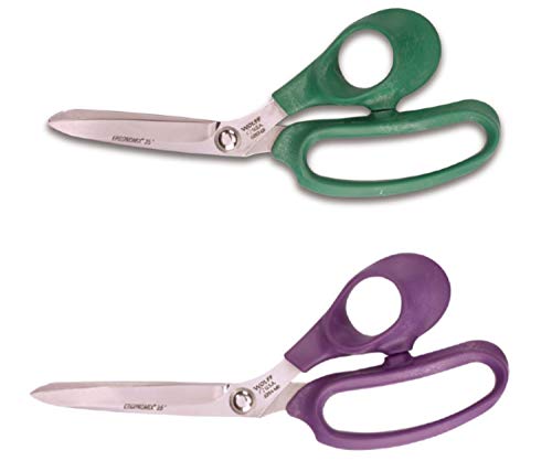 Wolff Ergonomix Shear Sets - Made in USA - High End, Sturdy Scissors for Gift Wrapping, Kitchen, Poultry, Fabric, Sewing, Industrial, Upholstery (2 Shears - Med & Lg)