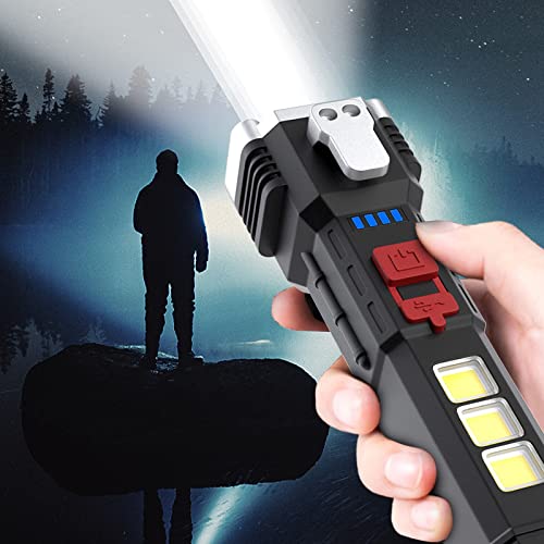 WOLWES Multifunctional Solar Flashlight,Solar Flashlight Cell Phone Charger, Four Modes 3-10 Hours Battery Life, Waterproof, for Adventure Camping Fishing Desk Lamp Emergency