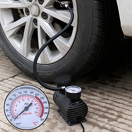 YLOMAY Portable Compressor Tire Inflator, Electric Tire Pump 12V Compressor Auto Tire Pump with Mechanical Pressure Gauge Pump for Car Tires Bicycles Motorcycle Basketball