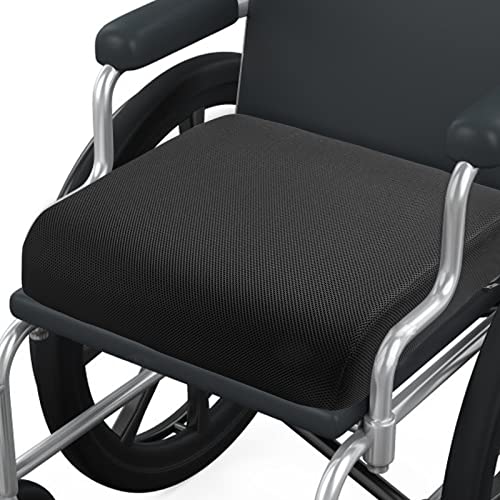YOUFI Thick Memory Foam & Gel Seat Cushion, 18"X16"X4" Large Chair Cushion for Wheelchair Mobility Scooters, with Non-Slip Bottom and Carry Handle (Black)