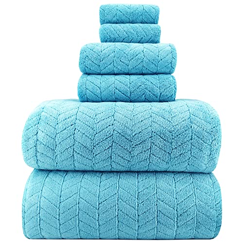 YTYC Towels,39x78 Inch Oversized Bath Sheets Towels for Adults Plush Luxury Extra Large Bath Towels Sets for Bathroom Super Soft Highly Absorbent Microfiber Towels 80% Polyester (Sky Blue,6)