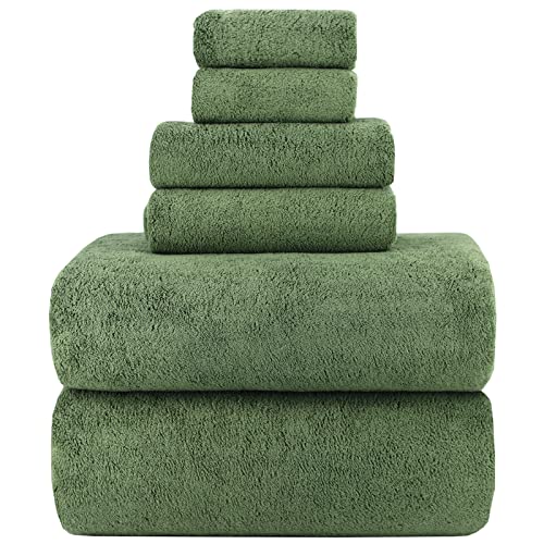 YTYC Towels,39x79 Inch Oversized Bath Sheets Towels for Adults Plush Luxury Extra Large Bath Towels Sets Super Soft Quickly Dry Microfiber Shower Towels 80% Polyester(Olive Green,6)