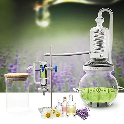 YUEWO 1Gal/4Liters Crystal Essential Oil Distillation Equipment Hydrosol Extractor Machine Water Distillers Home Brewing Kit for Home Countertop (Height:450cm/177inch+Essential Oil Separator)