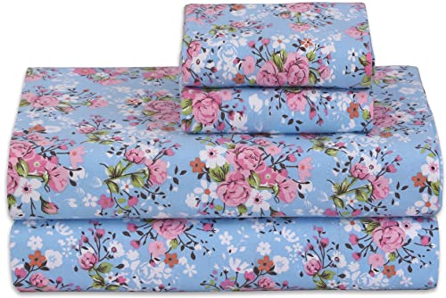 ZOYER 100% Cotton Flannel Sheet Set (Queen, Spring) - Printed 4 pc Luxury Bed Sheets - Cozy, Soft, Warm, Breathable Bedding Set…