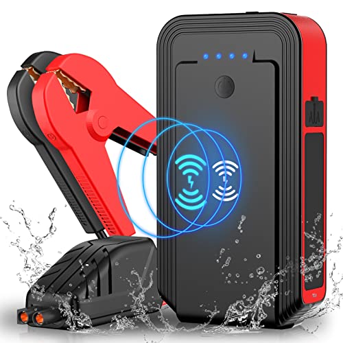12V Jump Starter Battery Pack with Wireless Charger 3000A Lithium Battery Jump Starter Portable 20000mAh Car Starter Jumper Power Bank Jumper Cables Kit for Car Truck Motorcycle Boat SUV