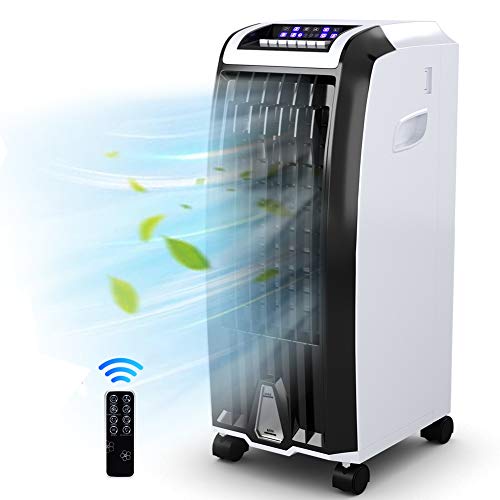 3-IN-1 Portable Air Conditioner, Windowless Evaporative Air Cooler with Humidifer, Remore Control,3 Modes, 3 Speeds, 7.5H Timer& 2 Ice Boxes, Wide Oscillating Ice Fan for Bedroom, Office, Home