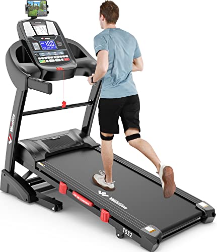 4.5HP Folding Treadmill, 15% Auto Incline 300 lbs Capacity Electric Treadmill with APP Control, Stereo Bluetooth, Armrest Button Heart Rate, Running Machine for Home Workout
