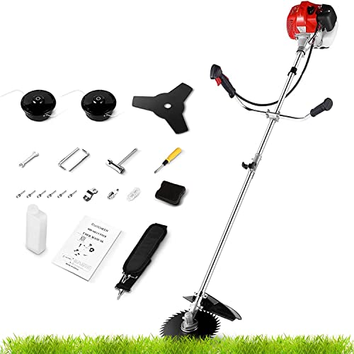 58CC Weed Wacker Gas Powered, 2-Cycle 4-In-1 Weed Eater Gas Powered, Gas Weed Eater String Trimmers/Brushcutter with 4 Detachable Head -Grass Cutter Machine for Lawn Care(2023 Upgraded Version Orange)