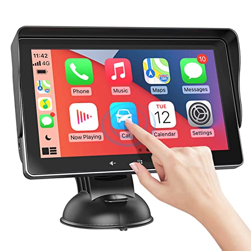 7" HD Double Din Car Stereo,Portable Wireless Touch Screen Apple CarPlay and Android Auto Automatic Multimedia Player,Car Stereo with Mirror Link/Siri/Bluetooth/Navigation Screen for All Vehicles.