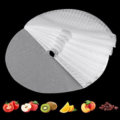 (8 Pack) Round Silicone Dehydrator Sheets, Dostk Premium Non Stick Silicone Mesh for Fruit Dehydrator, Dehydrator Tray Liner Reusable (Round 13" Diameter)