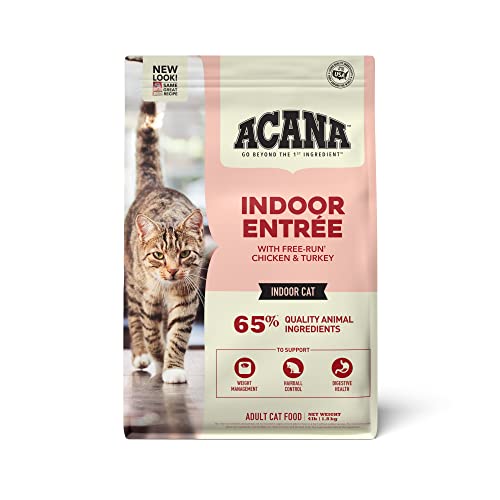 Acana Dry Cat Food for Indoor Cats, Indoor Entrée, Chicken, Turkey, Whole Herring, and Rabbit, 4lb
