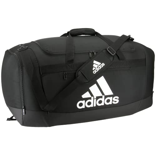 adidas Unisex Defender 4 Large Duffel Bag, Black/White, One Size