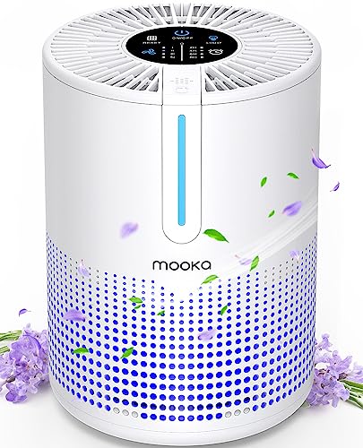 Air Purifiers for Bedroom Home, MOOKA HEPA H13 Filter Air Purifier with USB Cable for Smokers Pollen Pets Dust Odors in Office Car 300 Sq.Ft, Travel-size Desktop Air Cleaner with Fragrance Sponge